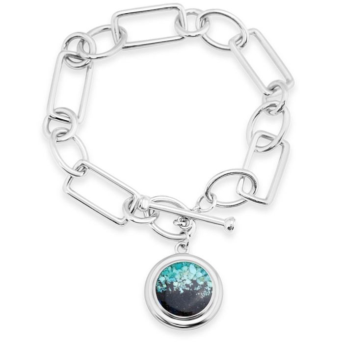 Eternity Toggle Bracelet with Mother of Pearl - Turquoise Gradient