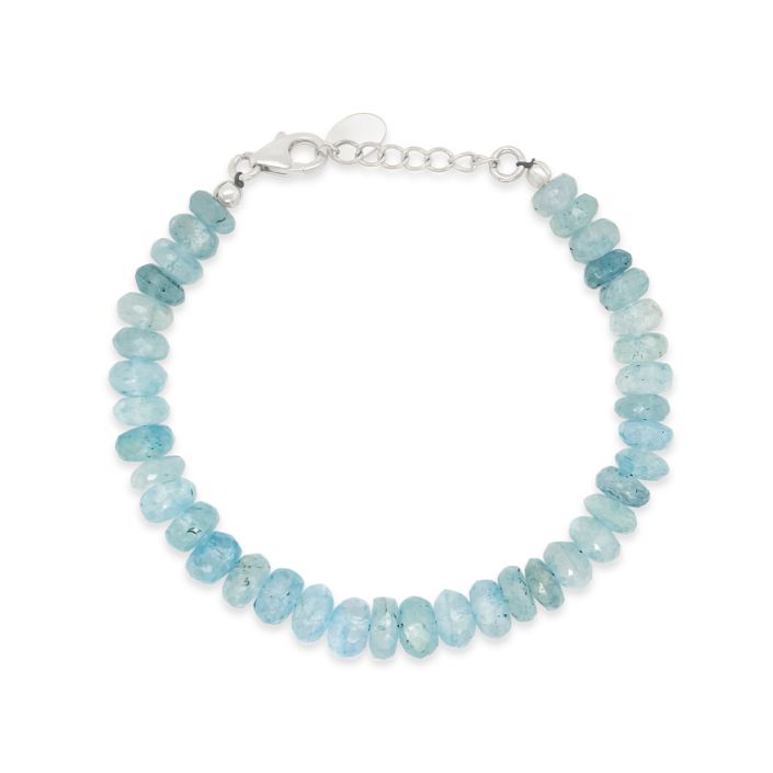 Buy Online Natural Aquamarine Square Shape Beads Bracelet