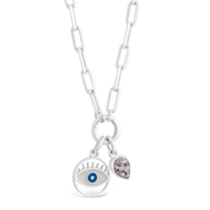 Travel Treasures Evil Eye Custom Charm Holder Necklace Set