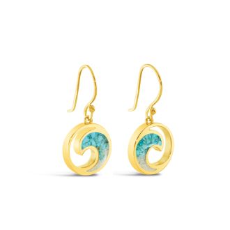 Wave Drop Earrings - 14k Gold Vermeil - Turquoise Gradient