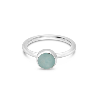 Birth Month Power Stone Stacker Ring - Round - March - Aquamarine