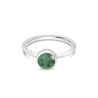 Birth Month Power Stone Stacker Ring - Round - May - Emerald