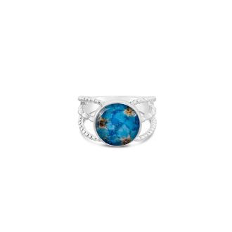 What is the best jewelry for a beach wedding? Handcrafted and personalized sterling silver boho ring featuring one large bezel filled with sand and earth elements. Beach jewelry. Custom stone, sand, and shell ring.