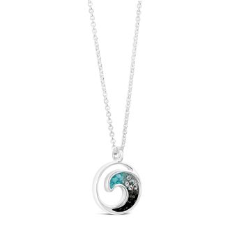 Wave Necklace - Diamond & Turquoise Gradient