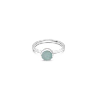 Birth Month Power Stone Stacker Ring - Round - March - Aquamarine