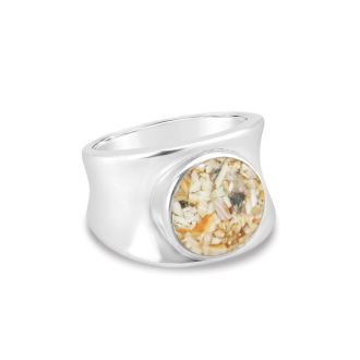 Round Bayview Ring with a concave, crafted in sterling silver and your favorite element, coastal jewelry.