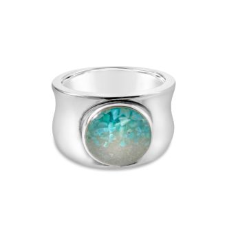 What is the best jewelry for a beach wedding? Handcrafted and personalized sterling silver thick band ring featuring one bezel filled with sand and earth elements. Beach jewelry. Custom stone, sand, or shell ring.