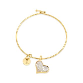 Heart Gold Bangles with Beach Sand, Gemstones, and shells, custom bangle bracelets.