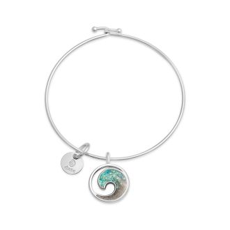 Wave bangle with turquoise, beachy bracelets and ocean-inspired gifts, wave jewelry.