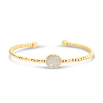 Beaded Cuff Bracelet - Oval - Gold