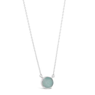 March birthstone necklace, March birth flower necklace, and March birth shell necklace. Delicate aquamarine necklace.