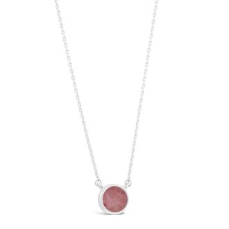 Dainty birth month jewelry featuring a round design with Pink Tourmaline and a cable chain necklace. Perfect October birthday gift or holiday gift.