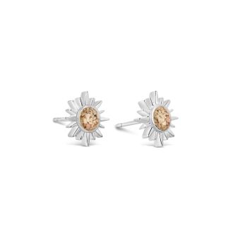 Sun studs earrings, celestial earrings studs womens and custom jewelry gifts made with beach sand, gemstones, or elements.