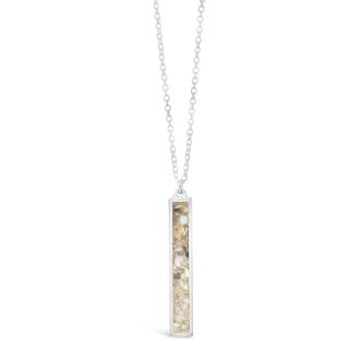 Beach wedding jewelry and anniversary jewelry gifts, beach necklace in a long bar design customizable with your beach sand or element. Custom engravable jewelry.