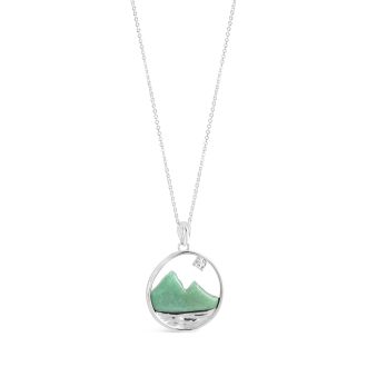 Glacier Gem Mountain Bay Necklace - Aventurine Jade & White Topaz