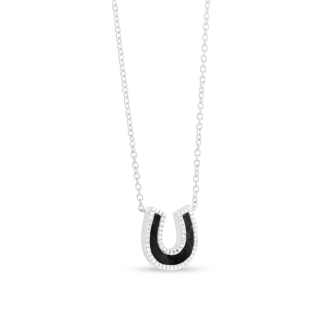 Coastal jewelry lucky horseshoe necklace with sand from the Coast of Alaska