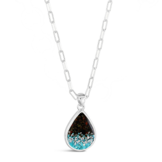 Large Teardrop Necklace - Diamond & Turquoise Gradient