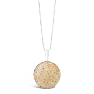 Dune specialized in ocean-inspired gifts including this large round necklace. Custom silver statement necklace. Memory jewelry and beach wedding jewelry. Beachy necklaces.