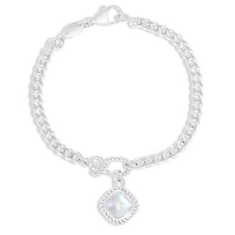 Sterling silver Mariner’s Moonstone design featuring a radiant rainbow moonstone bracelet in a nautical knot design, the perfect nautical jewelry for her, for ocean-inspired elegance.