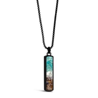 Men's Bar Necklace - Black Steel - Turqoise Gradient Men's Bar Necklace - Black Steel - Turqoise Gradient
