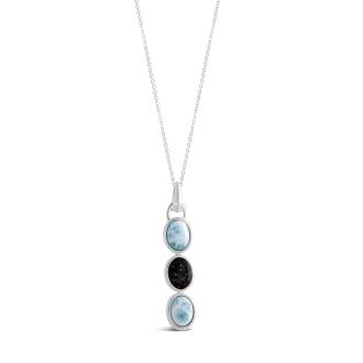 Milan Drop Necklace - Larimar & Sand