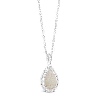 Nautical silver mermaid necklace with rope detailing and a teardrop motif personalized with sand, shells, or elements, best jewelry for ocean lovers.