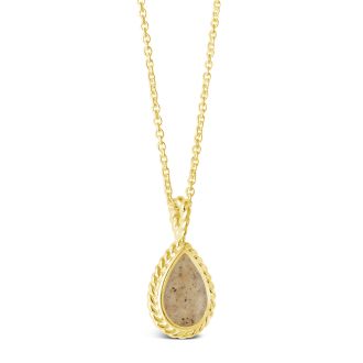 Nautical gold mermaid necklace with rope detailing and a teardrop motif personalized with sand, shells, or elements, best jewelry for ocean lovers.