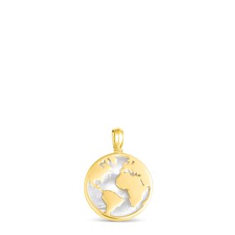 Globe Necklace World Traveler Mother of Pearl By Christine Kesteloo - 14k Gold Vermeil