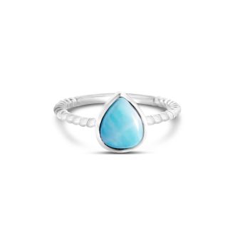 Rope Stacker Ring Pear Larimar