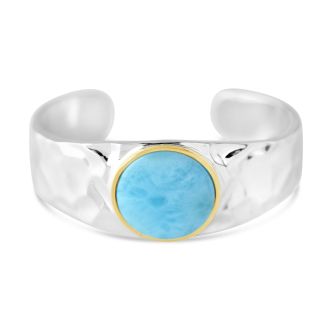Round Hammered Two Tone Cuff - Larimar | Caribbean Jewelry | Dune Jewelry