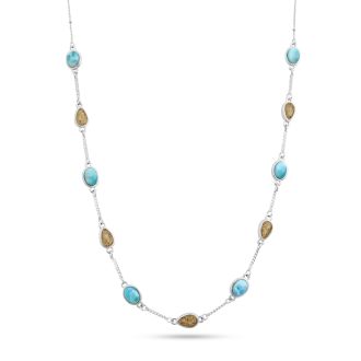 Stepping Stone Necklace - Larimar & Sand