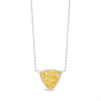 Trillion Necklace - Gold Flake & White Quartz by Christine Kesteloo