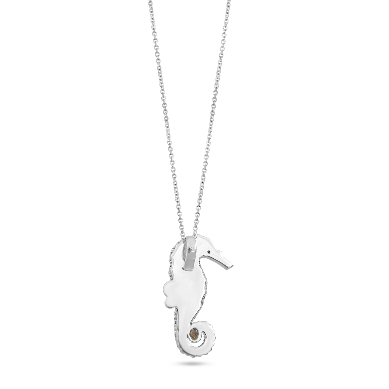 Diamond Seahorse Necklace - 14k White Gold