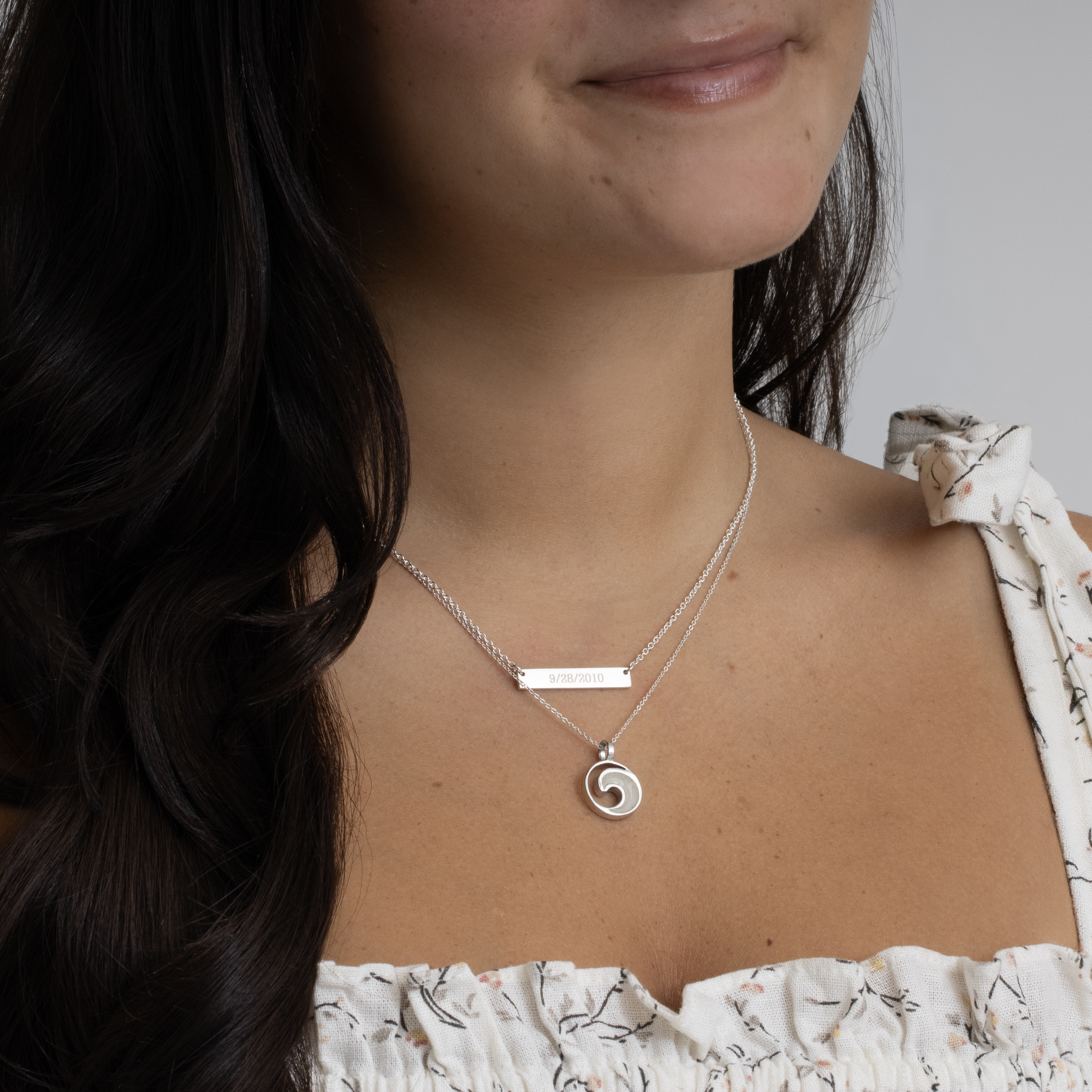 Wave Necklace - Dune Silver - Turquoise Gradient