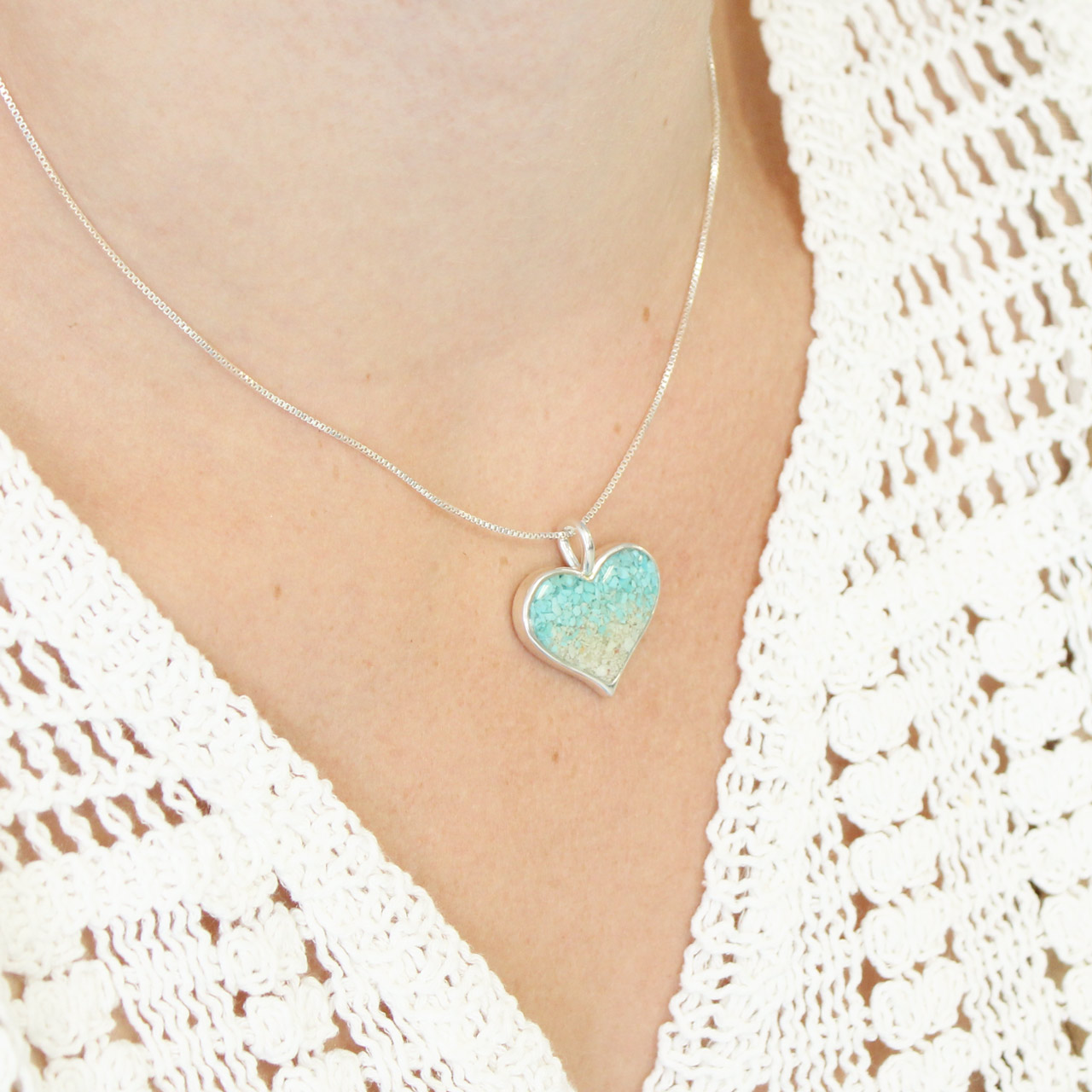Heart of Sand Necklace - Diamond & Turquoise Gradient