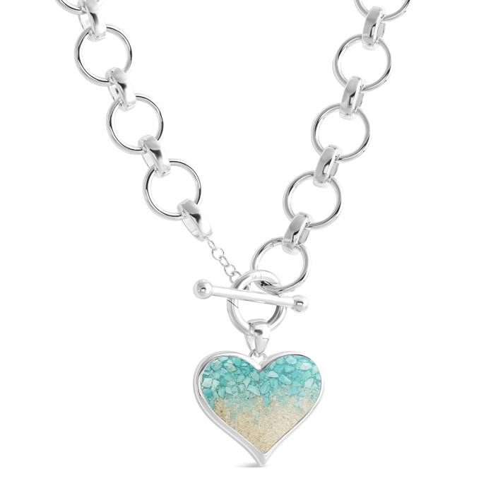 Large Heart Necklace - Turquoise Gradient
