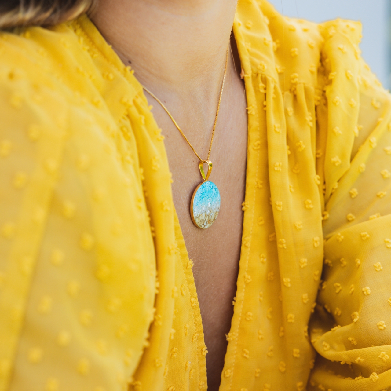 Marina Necklace - Dune Gold - Turquoise Gradient