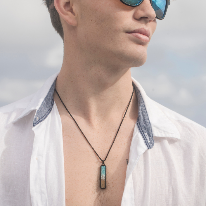 Men's Bar Necklace - Silver Steel