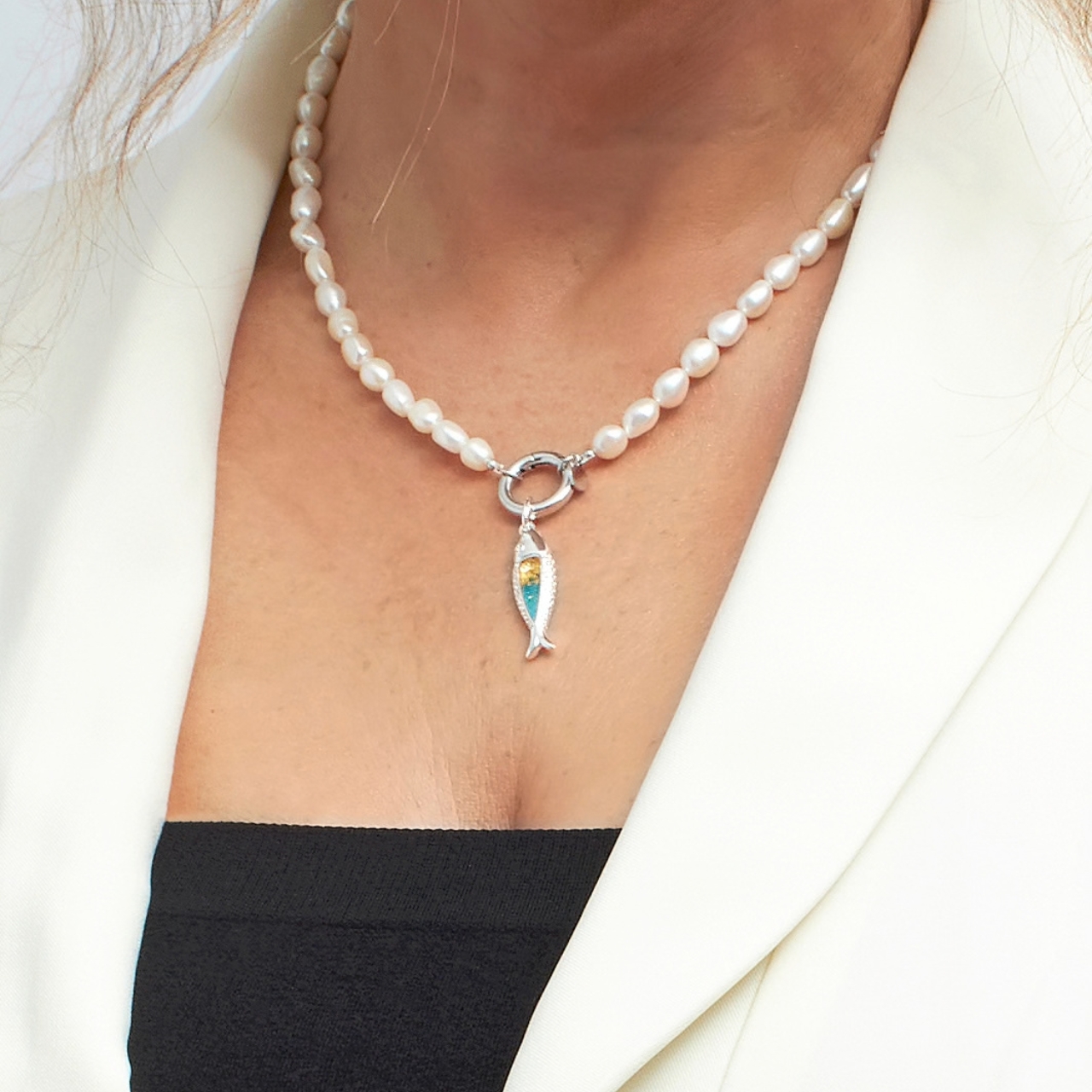 Minnow Pendant - Dune Silver