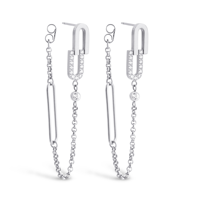 Mi Tesoro - Celestial Chain Link Drop Earrings - Silver