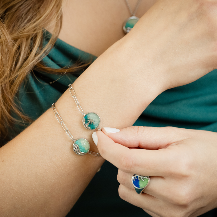 &earth - Palm Tree Bracelet - Silver Plated