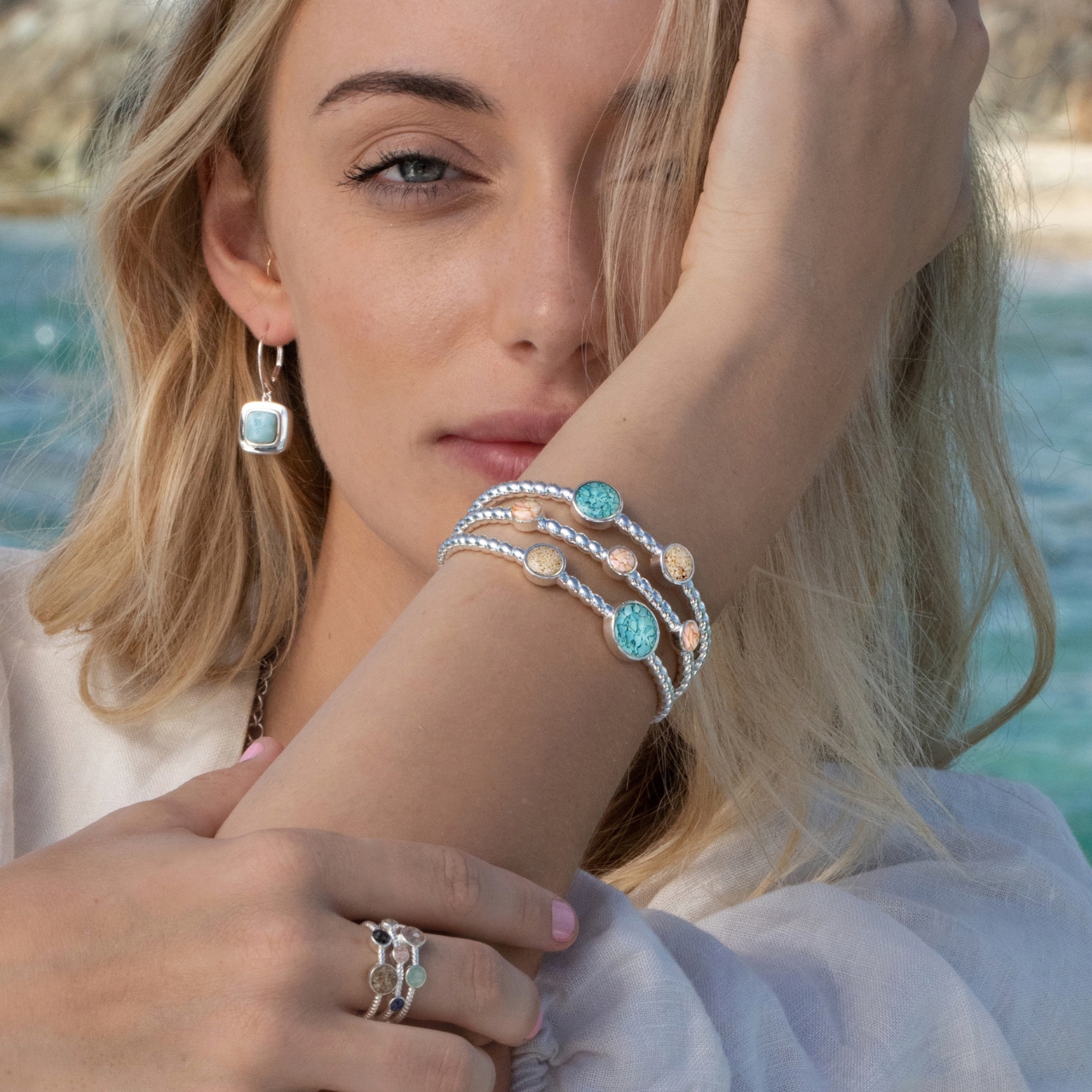 Rope Seven Sand Cuff Bracelet - Dune Silver