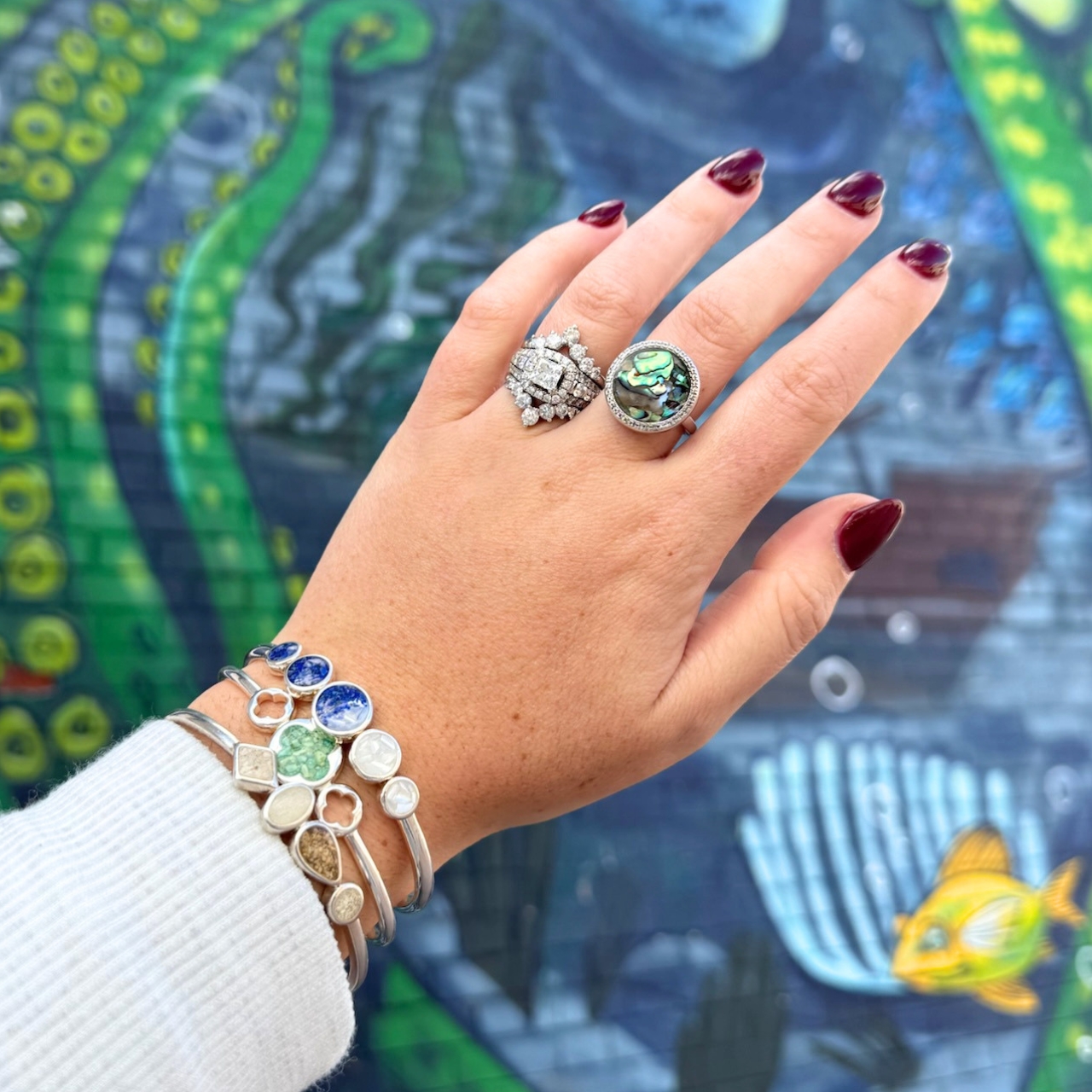 Diamond Solara Ring - Round with Abalone by Christine Kesteloo