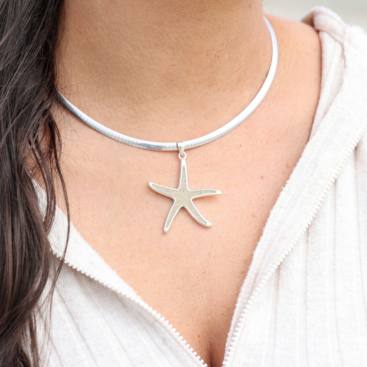 Starfish Necklace - Dune Silver - Turquoise Gradient