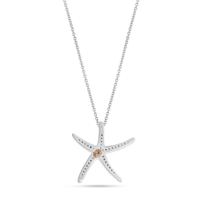 Diamond Starfish Necklace - Sterling