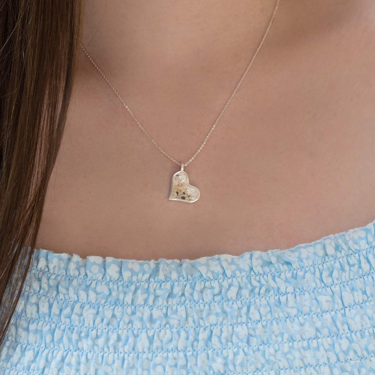 Tilted Heart Necklace - Mother of Pearl Gradient