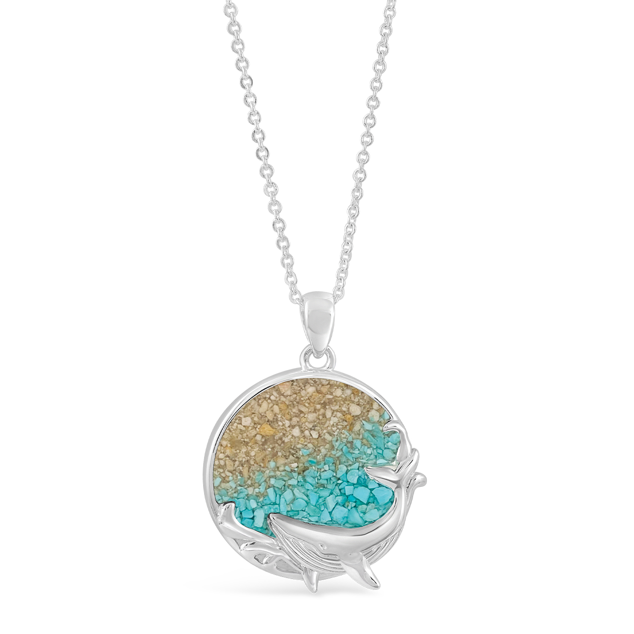 Image of Whale Pendant Necklace - Turquoise Gradient