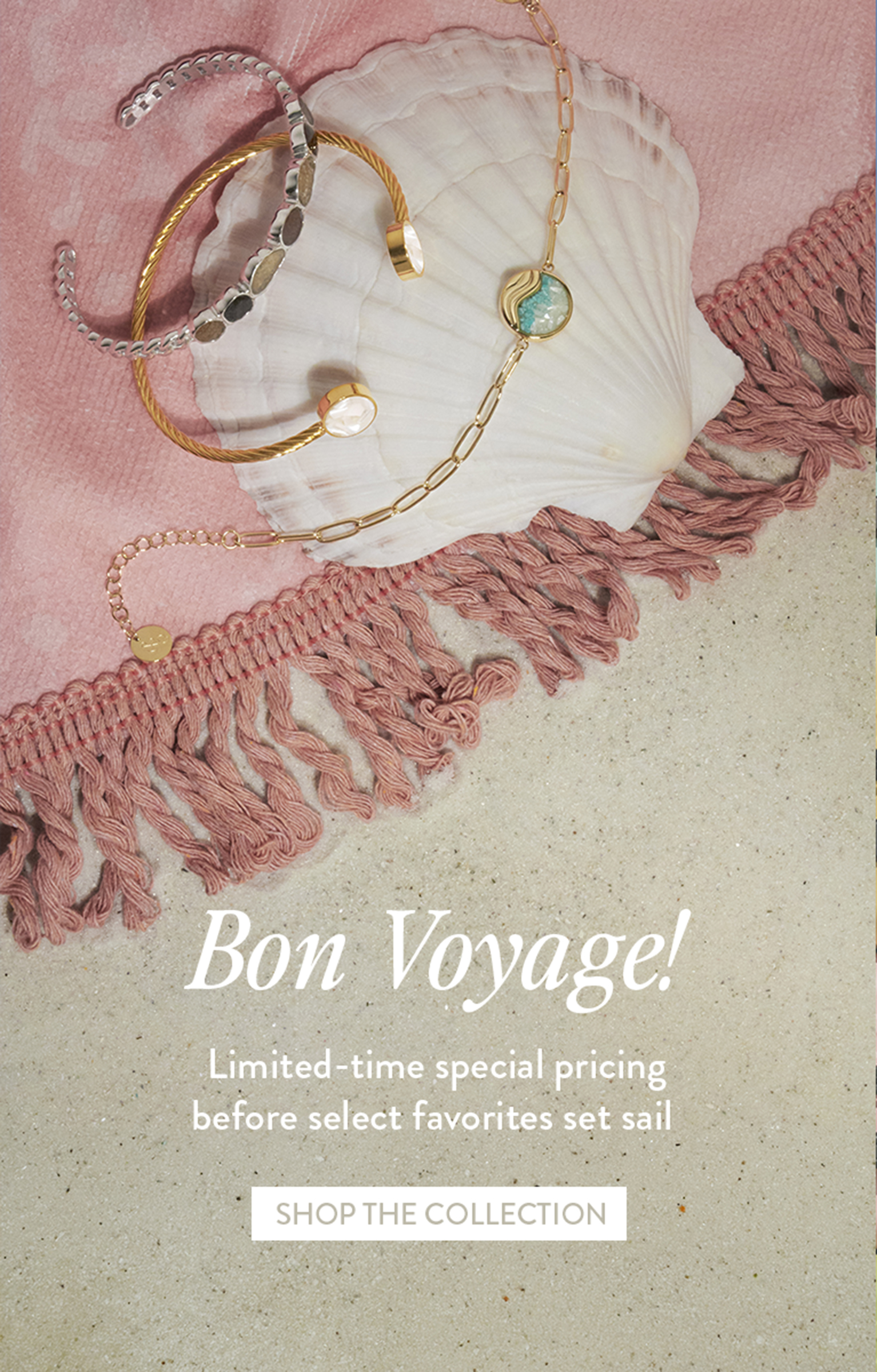 Personalized jewelry from the Dune Bon Voyage Event featuring sterling silver necklaces, bracelets, and keepsakes inspired by meaningful places with exclusive pricing.