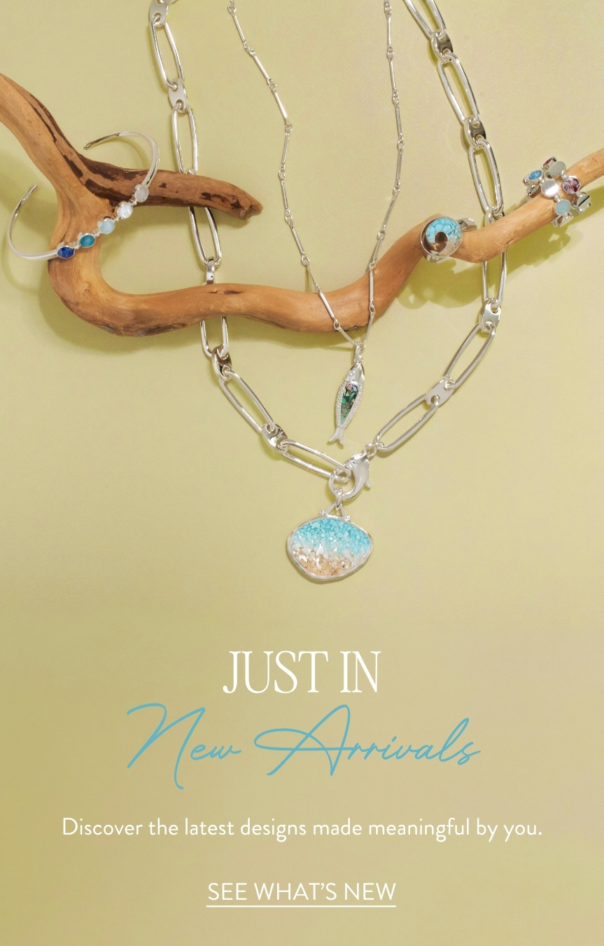 Personalized jewelry from the Dune Bon Voyage Event featuring sterling silver necklaces, bracelets, and keepsakes inspired by meaningful places with exclusive pricing.